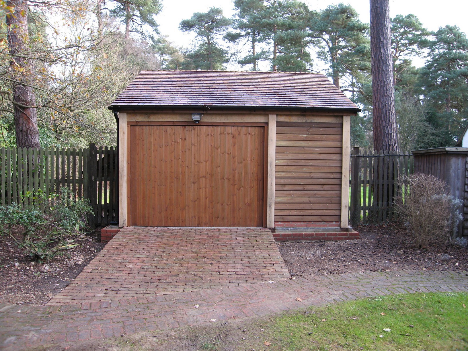 wooden single garage