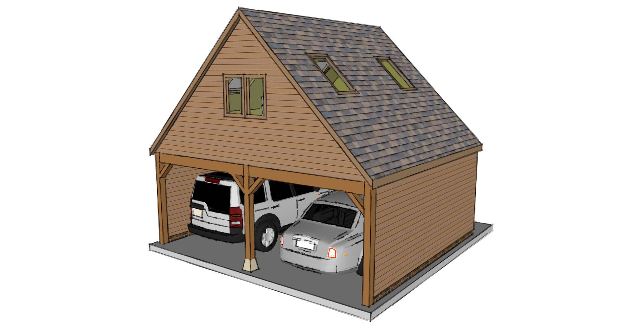 Two bay garage with room above - The Stable Company