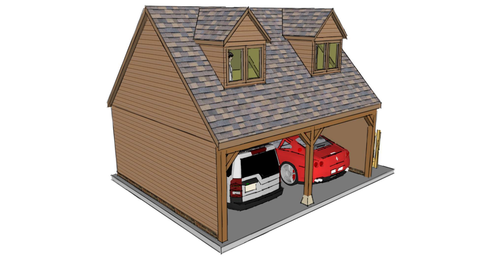Two Bay Garage With Room Above